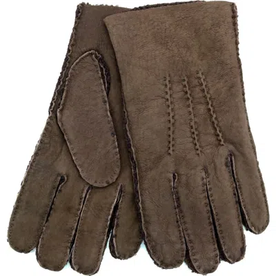 Portolano Genuine Shearling Leather Gloves In Brown