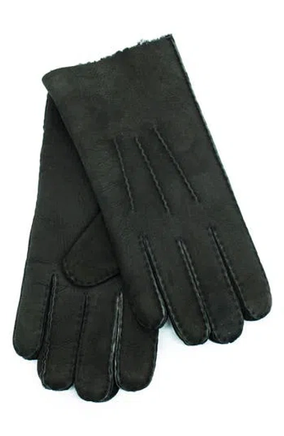 Portolano Genuine Shearling Trimmed Gloves In Black