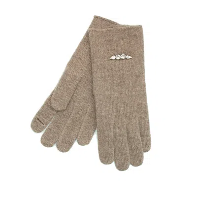 Portolano Gloves With Stones And Slit On Fingers In Brown