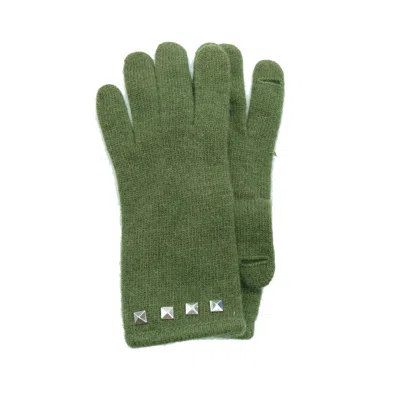 Portolano Gloves With Studs And Slit On Fingers In Green