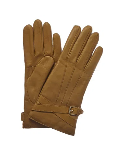 Portolano Golden Sunflower Cashmere-lined Leather Gloves In Yellow