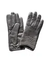 Portolano Grey Studded Leather Gloves In Grey