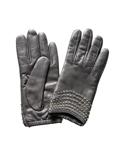 Portolano Grey Studded Leather Gloves