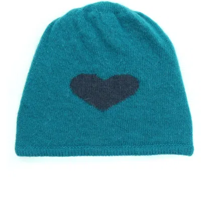 Portolano Heart Wool Blend Beanie In Blue