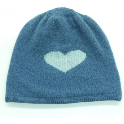 Portolano Heart Wool Blend Beanie In Blue