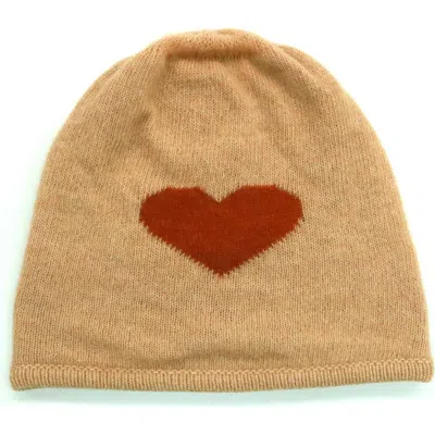 Portolano Heart Wool Blend Beanie In Brown