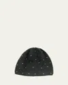 Portolano Honeycomb-knit Cashmere Beanie With Crystals In Black