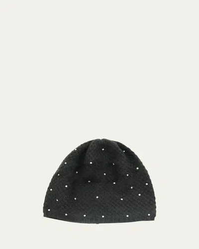 Portolano Honeycomb-knit Cashmere Beanie With Crystals In Black