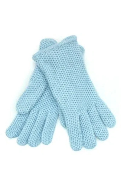 Portolano Honeycomb Knit Wool Blend Gloves In Blue