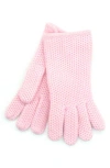 Portolano Honeycomb Knit Wool Blend Gloves In Pink