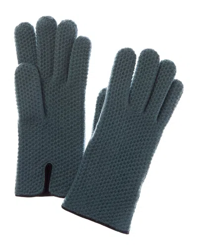 Portolano Honeycomb Leather-trim Cashmere Gloves In Green
