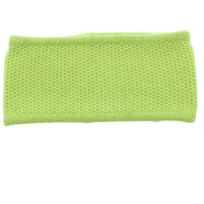 Portolano Honeycomb Stitch Cashmere Headband In Celery Green