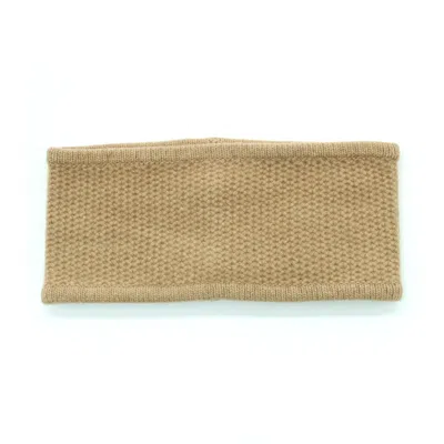 Portolano Honeycomb Stitch Cashmere Headband In Light Camel