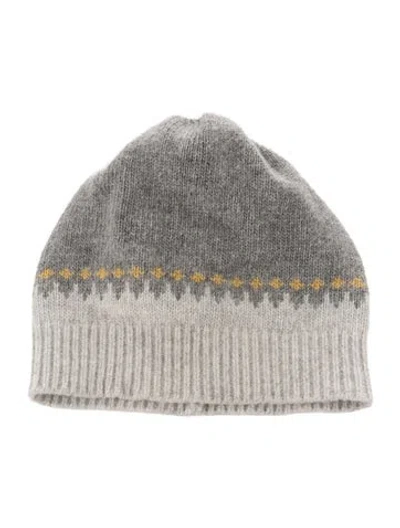 Pre-owned Portolano Intarsia Knit Beanie In Gray