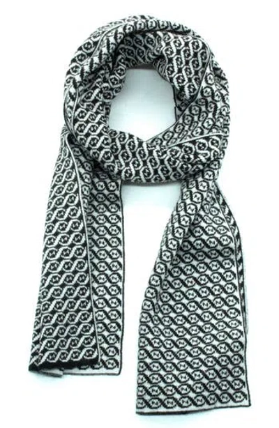 Portolano Jacquard Fancy Design Scarf In Black/white