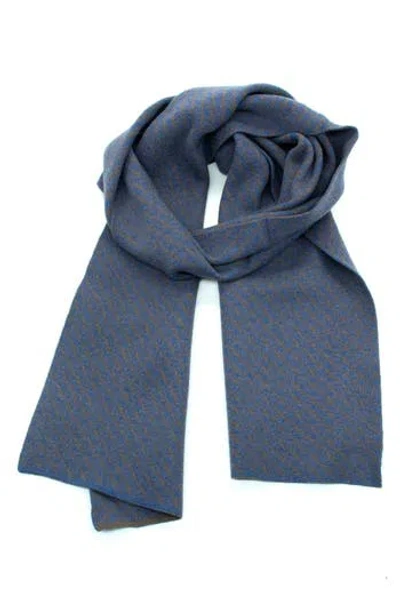 Portolano Jacquard Fancy Design Scarf In Chocolate/heather Denim