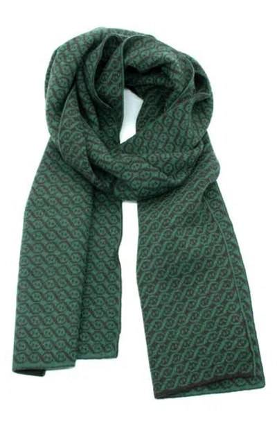 Portolano Jacquard Fancy Design Scarf In Green