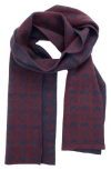 Portolano Jacquard Knit Scarf In Bordeaux/navy