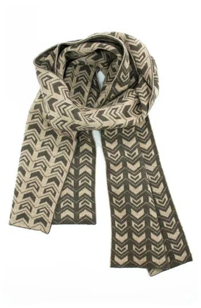 Portolano Jacquard Knit Scarf In Green