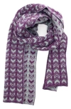 Portolano Jacquard Knit Scarf In Prune/heather Grey