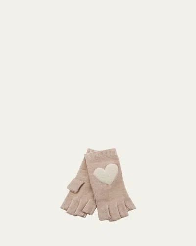 Portolano Jersey-knit Cashmere Fingerless Gloves In Pink/white