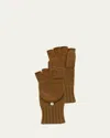 Portolano Jersey-knit Cashmere Flip-top Gloves In Brown