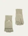 Portolano Jersey-knit Cashmere Flip-top Gloves In Nile Brown