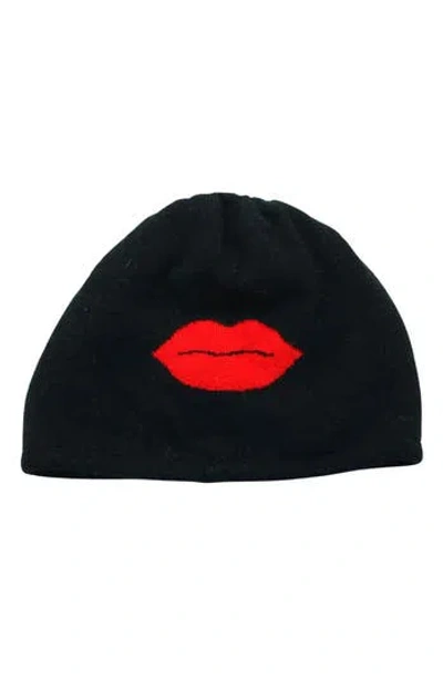 Portolano Kiss Reversible Wool Blend Beanie In Black