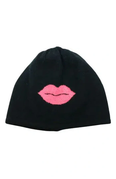 Portolano Kiss Reversible Wool Blend Beanie In Black