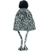 Portolano Knit Earflap Pompom Beanie In Black/grey