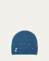 Portolano Knit Stone Embellished Cashmere Beanie In Denim