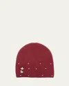 Portolano Knit Stone Embellished Cashmere Beanie In Rum