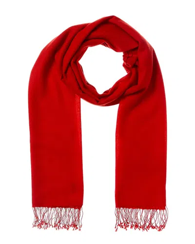 Portolano Knotted Fringes Cashmere Pashmina Scarf In Red
