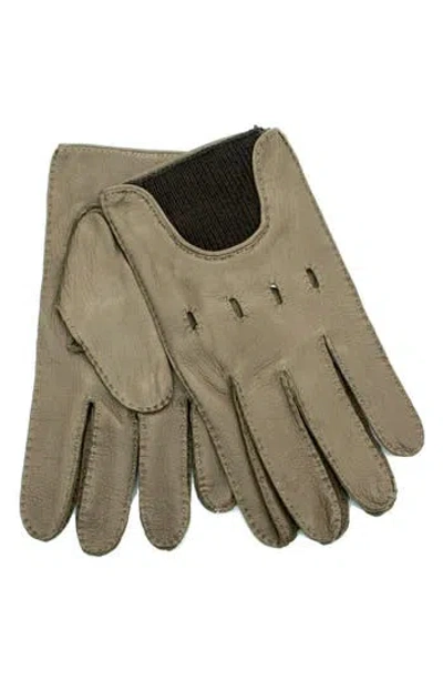 Portolano Kudo Leather & Merino Wool Gloves In Brown