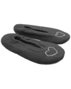Portolano Ladies Ballerina Slippers With Hotfix Stones Heart In Black
