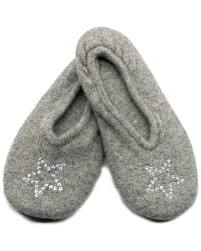 Portolano Ladies Ballerina Slippers With Hotfix Stones Star In Light Grey