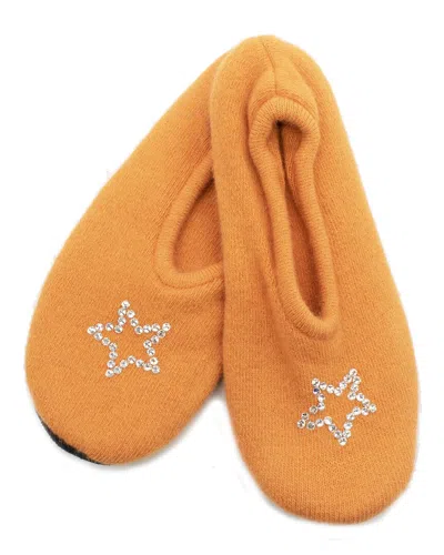 Portolano Ladies Ballerina Slippers With Hotfix Stones Star In Orange