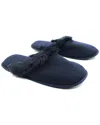 Portolano Ladies Slippers With Rabbit Fur Trim On Top In Navy