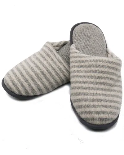 Portolano Ladies Striped Slippers In Ivory