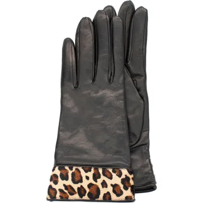 Portolano Leather Cashmere Lined Gloves In Black