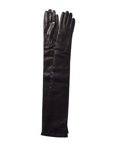 Portolano Leather Cashmere-lined Long Glove In Black
