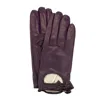 Portolano Leather Driving Gloves With Bow In Purple