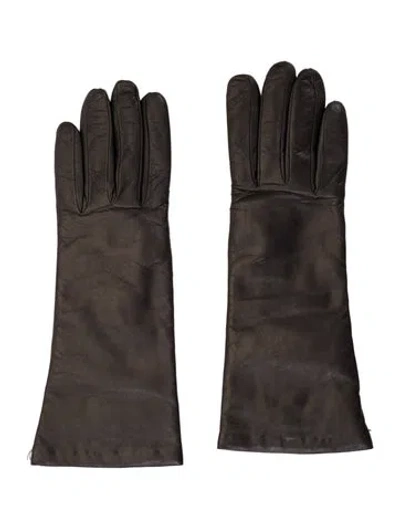 Pre-owned Portolano Leather Gloves In Black