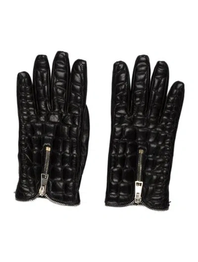 Pre-owned Portolano Leather Gloves In Black