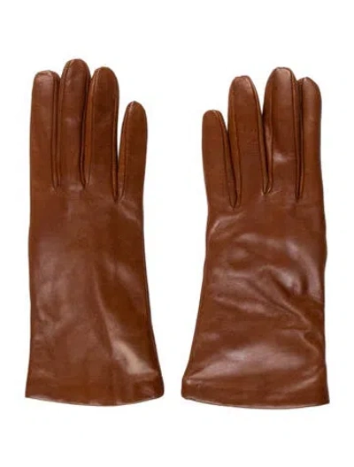 Pre-owned Portolano Leather Gloves In Brown