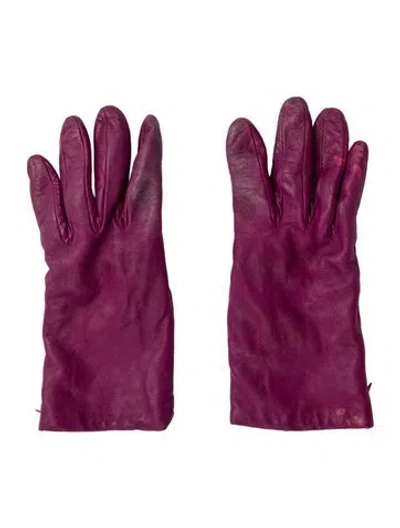 Pre-owned Portolano Leather Gloves In Purple