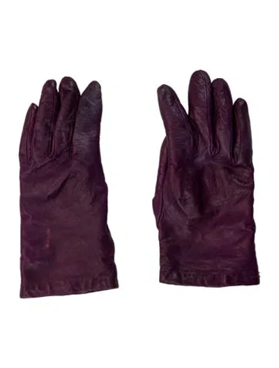 Pre-owned Portolano Leather Gloves In Purple