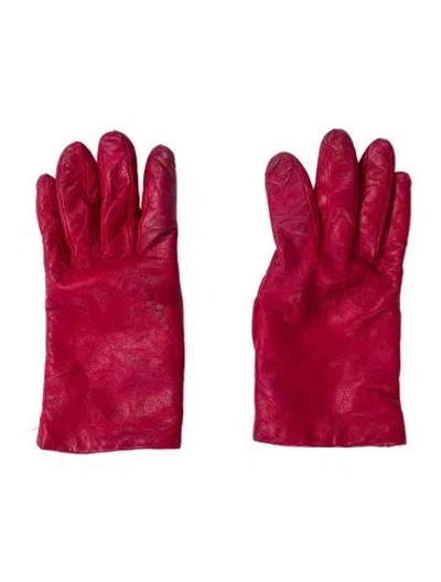 Pre-owned Portolano Leather Gloves In Red
