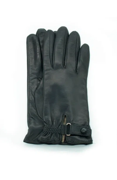 Portolano Leather Gloves With Belt In Black