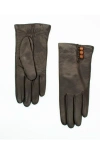 Portolano Leather Gloves With Buttons In Brown